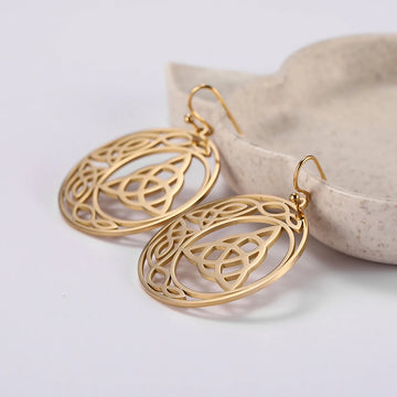 DAIIIBABYYY  -  Triangle Celtic Knot Crescent Edge Stainless Steel Earrings for Women's Fashion and Elegant Talisman Jewelry Gifts